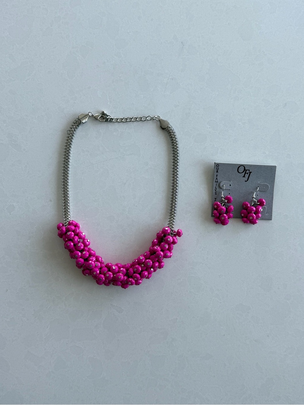 Hot Pink Earring and Necklace Set